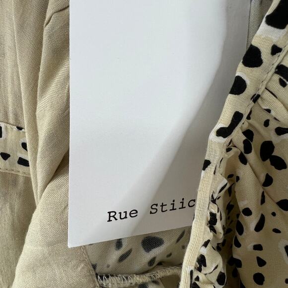 NWT Rue Stiic Long Sleeve Priscilla Bellagio Casual Mini Dress Beige Black M NEW - Picture 8 of 10